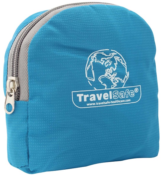 Opgevouwen blauwe Travelsafe Mini rugzak